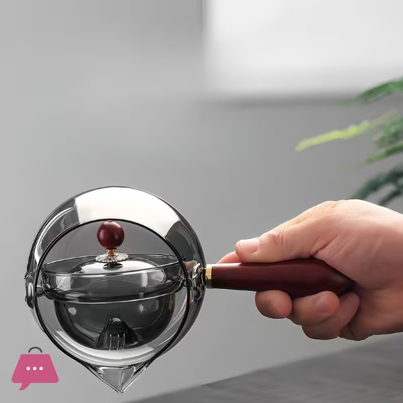 High Borosilicate Heat-Resistant Glass Side Handle Teapot Rotating Tea Separation Insulating Glass Tea Kettle -500ML