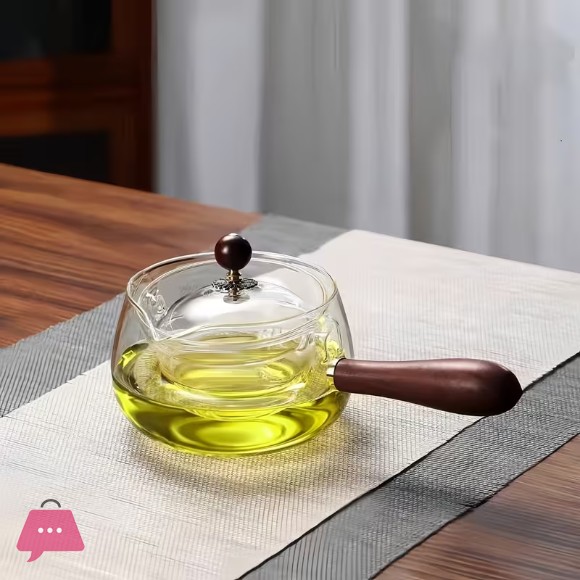 High Borosilicate Heat-Resistant Glass Side Handle Teapot Rotating Tea Separation Insulating Glass Tea Kettle -500ML