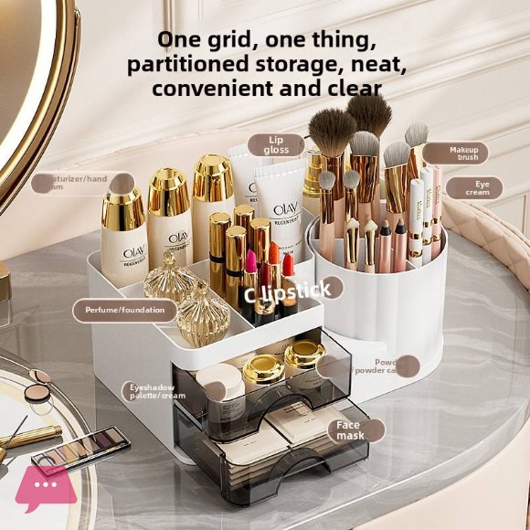 Desktop Cosmetic Organizer With Brush Holder