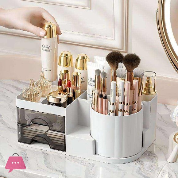 Desktop Cosmetic Organizer With Brush Holder