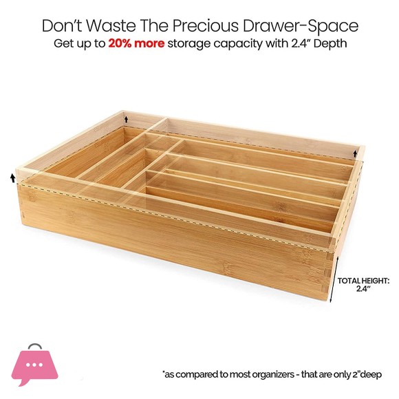 Bamboo Drawer Partition Tray 17inch