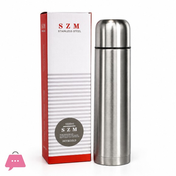 Sports Stainless Steel Water Bottle with Leather Pouch 1000-ML
