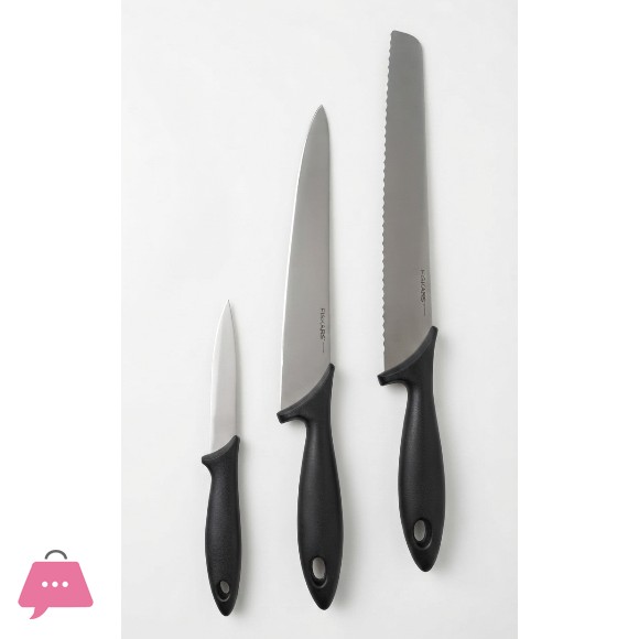 Original Fiskars Essential Starter Set Plastic Black Knife Set 1065583