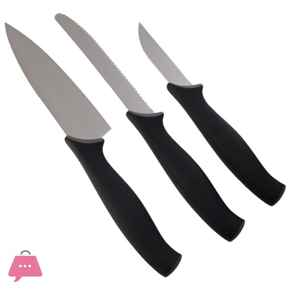 Original Fiskars Essential Starter Set Plastic Black Knife Set 1065583