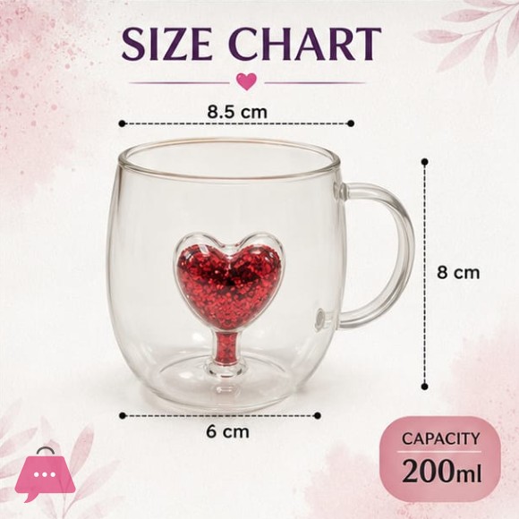 SWEET GLASS BOW & HEART SHAPE GLASS CUP 1-PCS