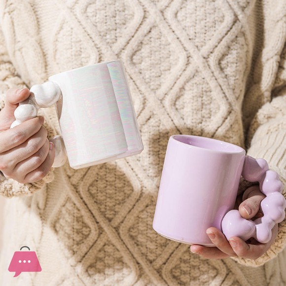 Trendy Aesthetic 3D Ceramic Candy Colored Heart Handle Mug 1Pcs