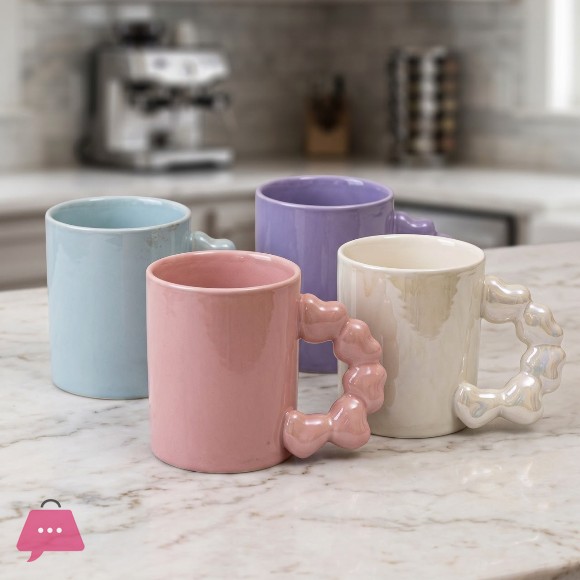 Trendy Aesthetic 3D Ceramic Candy Colored Heart Handle Mug 1Pcs