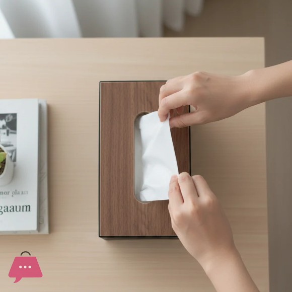 Triangular Design Tissue Box Heavy Wood
