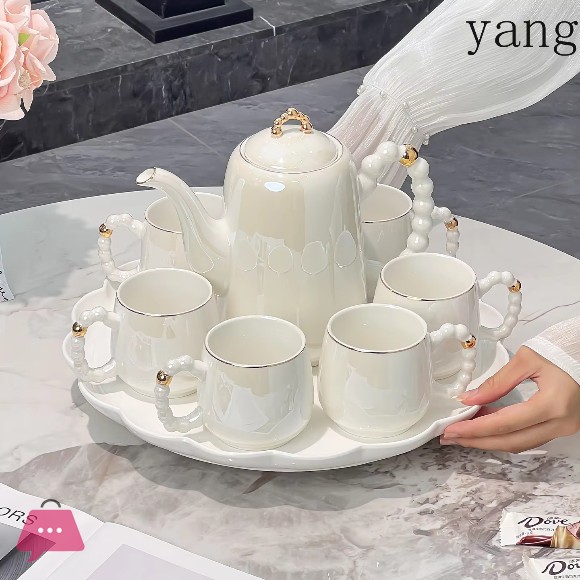 White Pearl Luxury Tea Set with Revolving Tray