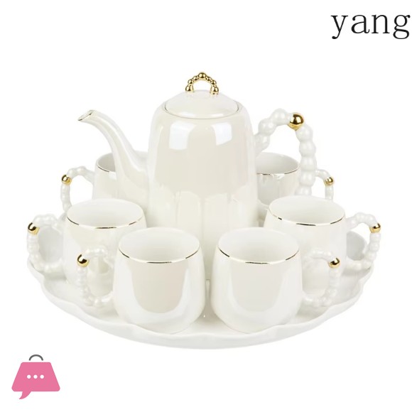 White Pearl Luxury Tea Set with Revolving Tray