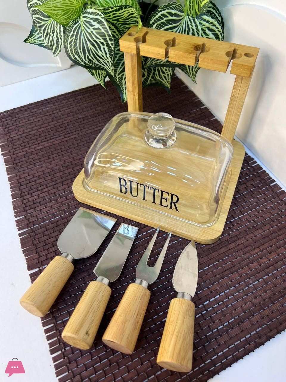 wooden-butter-set-holder-glass-lid-4-knives-of-different-shapes