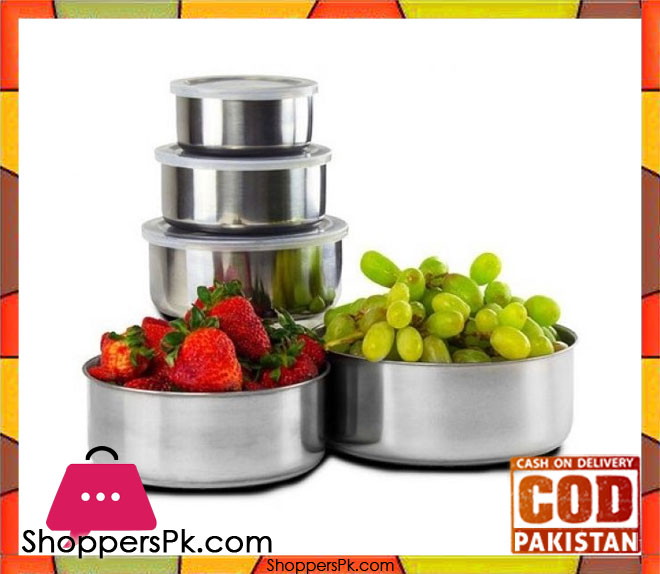 Stainless Steel Storage Bowl Set with Clear Plastic Lids