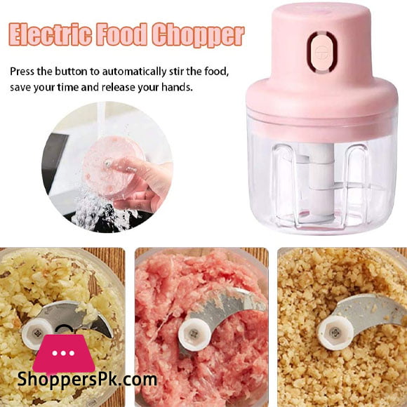 Electric Mini Grinder Food Chopper, 250 ML USB Charging Portable Electric Kitchen Masher, Chili Ginger Onion Vegetable Fruit Mincer Blender for Food