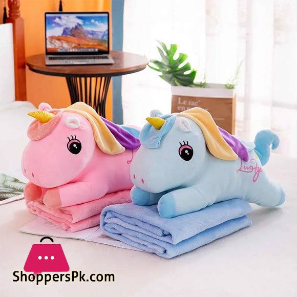 Unicorn Plush Pillow &amp; Blanket Set