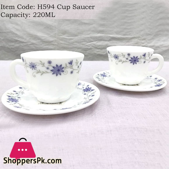 Al Buraag Printed Marble Cup and Saucer  Set of 6