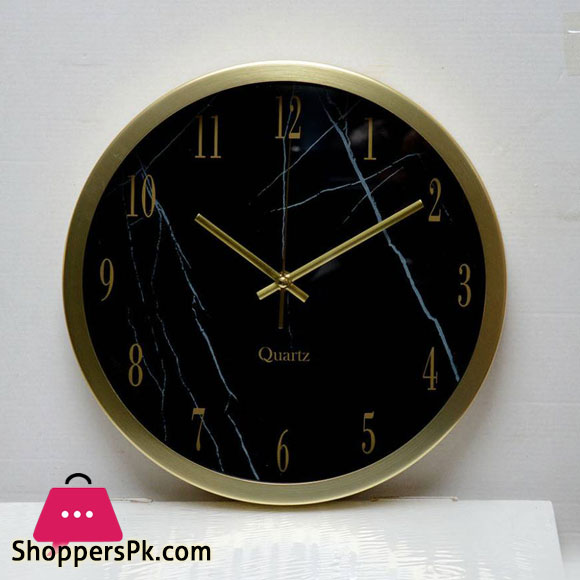 Black &amp; Gold Round Wall Clock
