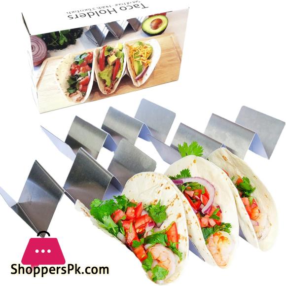 Taco Holder - Taco Holders, Stainless Steel - Taco Stand Up Holder - Taco Stand - Taco Plates - Holds 3 Tacos - Dishwasher Oven and Grill Safe (1 Pcs Pack)