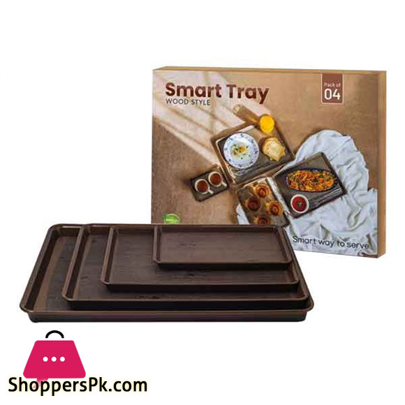 Wood Texture Smart Tray Set  4pcs Set Gift Box