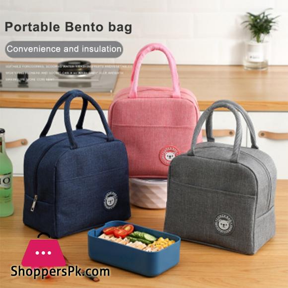 Portable Canvas Lunch Bag Waterproof Insulated Fresh Cooler Bag Thermal Food Picnic Convenient Lunch Bag for Women Girl