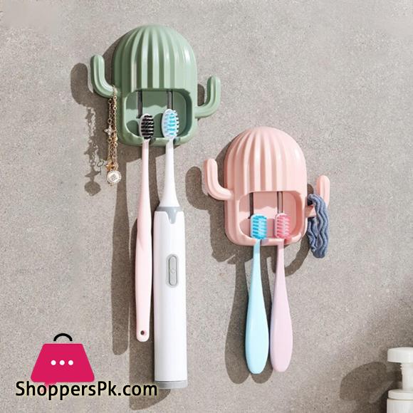 Wall-mount Cactus Self-adhesive Storage Rack Holder Kitchen Bathroom Toothbrush