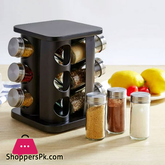 Spice Jar Storage Rack 12 Stainless Steel Spice Jars - Square