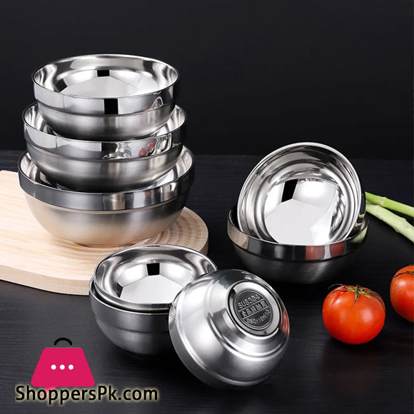 Stainless Steel Bowl Double Layer Thickening Bowl For Restaurants Family Kitchens Hotels Banquets 1pcs - 18CM