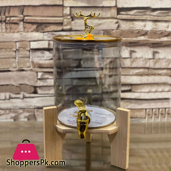 Golden Deer Glass Drink Server Glass Storage Tank Drink Dispenser Storage Fridge Pot Barley Tea Pot Glass Heat Resistant
