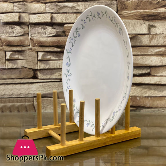 4 Gird Multifunctional Plate Stand Tableware Pot Lid Holder Wood