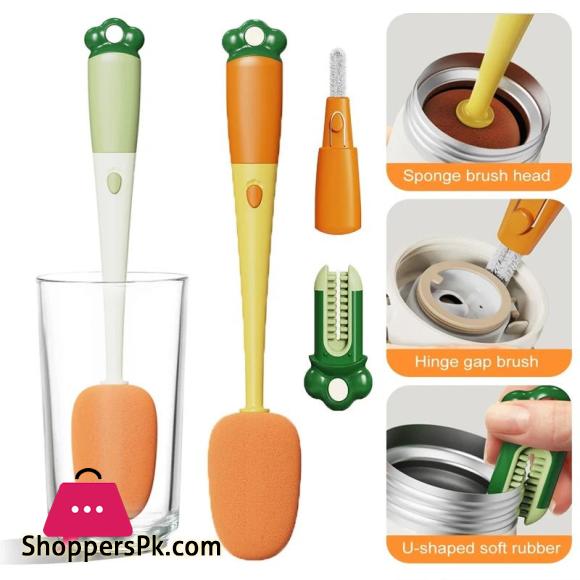 3 in 1 Multifunctional Cleaning Cup Brush Long Handle Insulation Cup Lid Brush Straw Brush Crevice Cleaning Brush, Used to Clean Baby Bottles, Water Cups, Glass, Teapots
