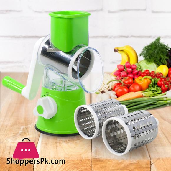 Vegetable Cutter Multifunctional Vegetable Slicer Drum Slicer for Kitchen Manual Hand Crank Vegetable Cutter, 3 in 1 Rotary Cheese Grater Slicer