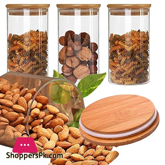 Glass Spice Jars with Bamboo Lid  Glass Spice Jars  Air Tight  270ml Spice Jar Set of 3