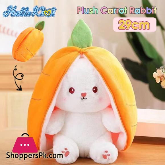 Strawberry Rabbit Plush Cute Bunny 2 In 1 Long Ear Fruit Animal Stuffed Doll Plush Toys Creative Transformation Of Rabbit Doll Plush Doll Reversible Carrot Strawberry Bunny Plush