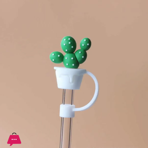 Straw Cover Silicone Straw Cover Cactus