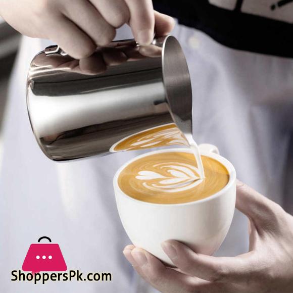 Stainless Steel Milk Frothing Pitcher Coffee Cup with Scale Latte Art for-350ml