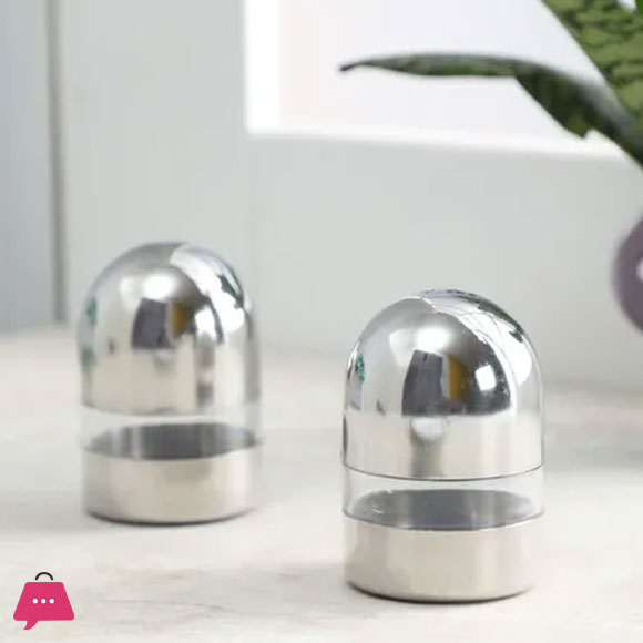 Indian Stainless Steel See Through Salt &amp; Pepper Shakers Set of 2