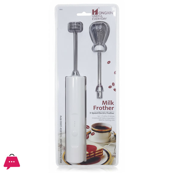 3-Speed Electric Milk Frother &amp; Drink Mixer with 2 Interchangeable Whisks